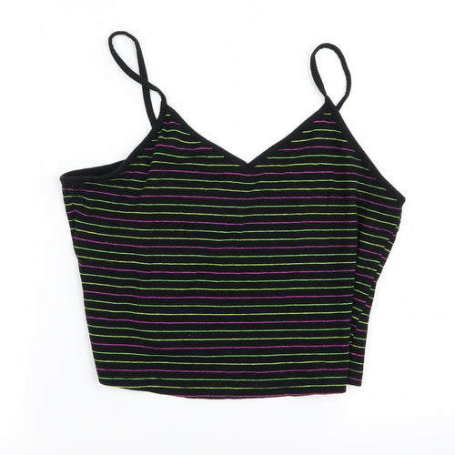 Preworn Womens Green Striped  Cropped Tank Size L