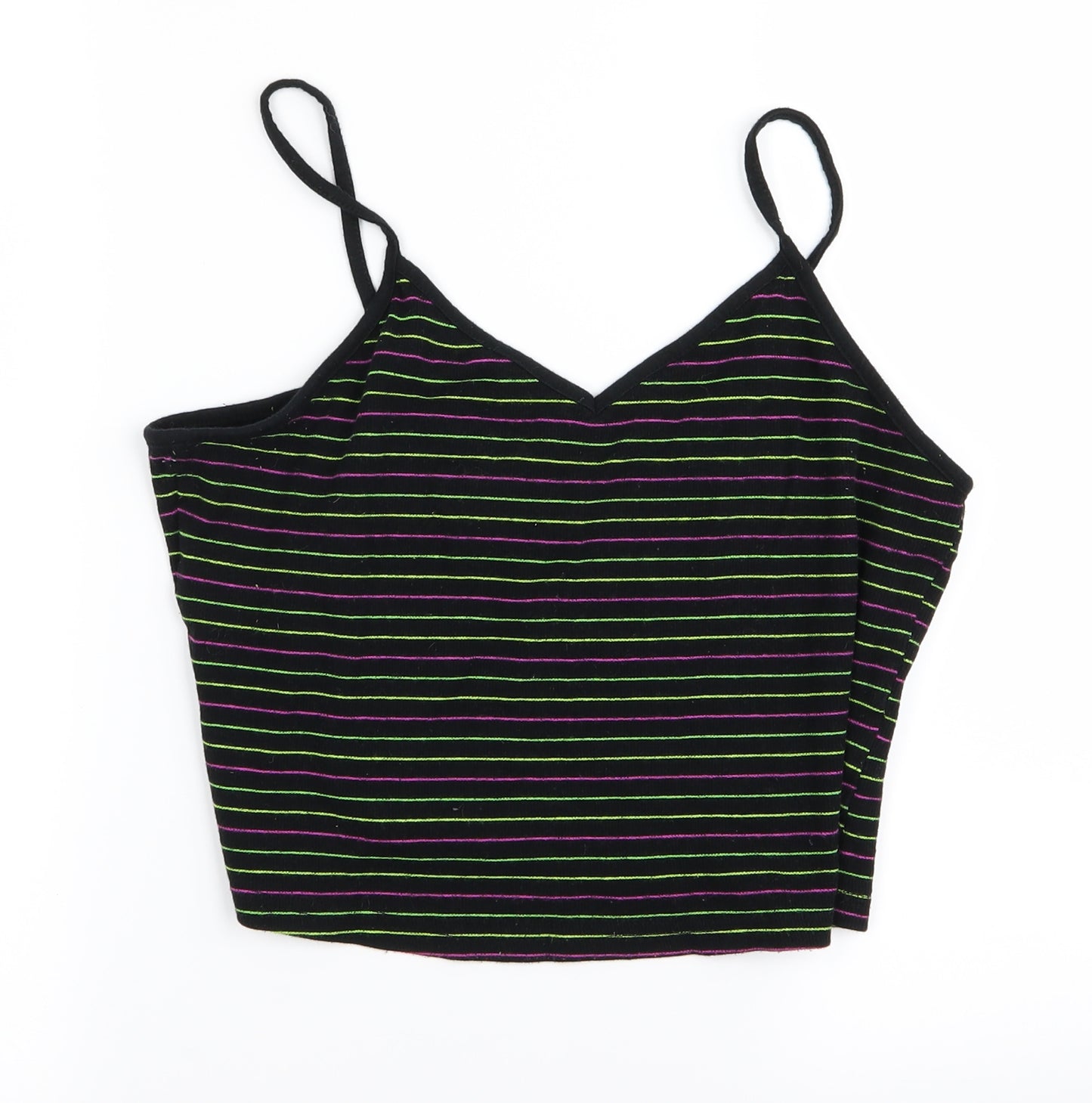 Preworn Womens Green Striped  Cropped Tank Size L