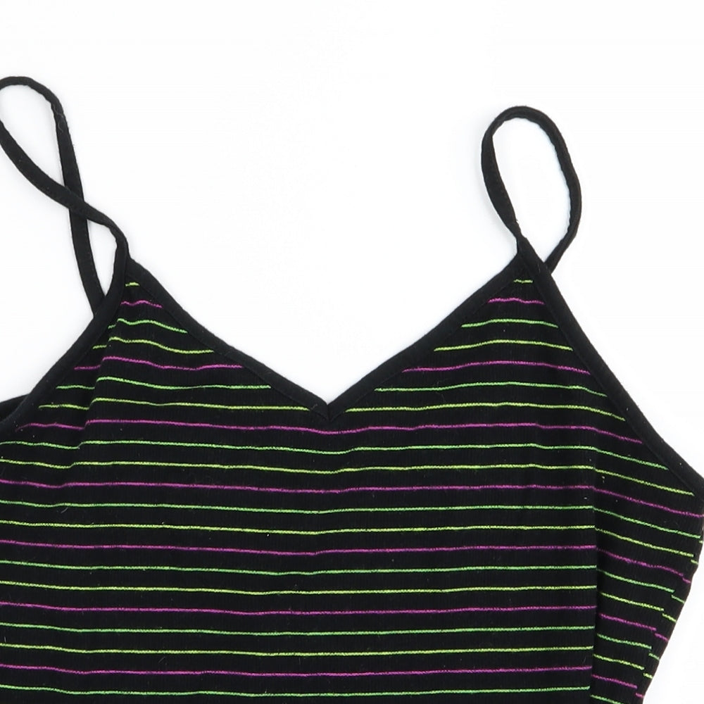 Preworn Womens Green Striped  Cropped Tank Size L