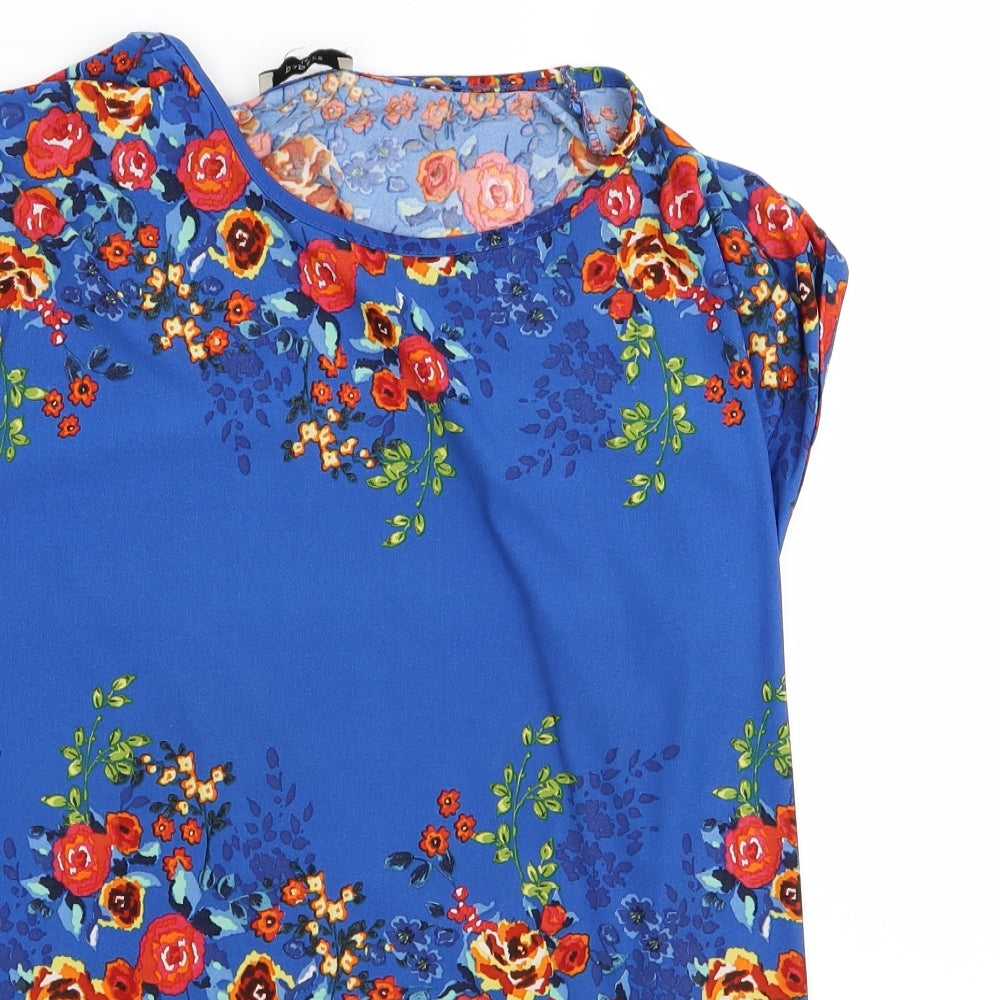 Papaya Womens Blue Floral  Basic Tank Size 14