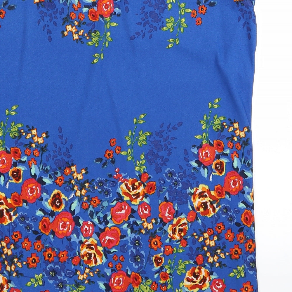 Papaya Womens Blue Floral  Basic Tank Size 14