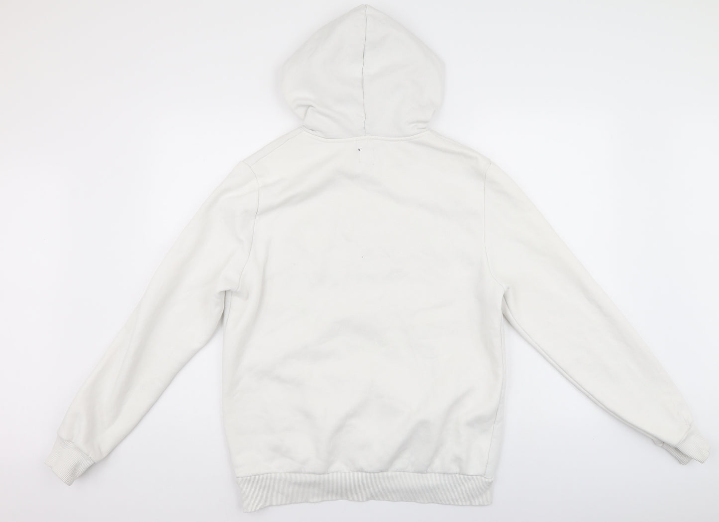 River Island Mens White  Fleece Pullover Hoodie Size M