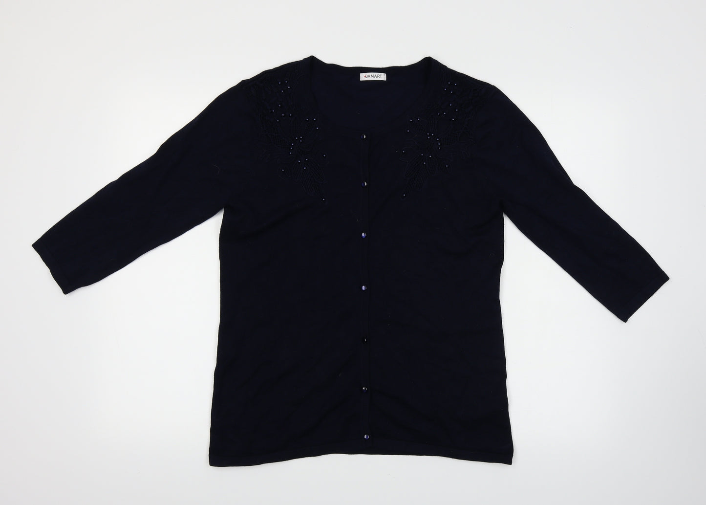 Damart Womens Blue  Knit Cardigan Jumper Size M