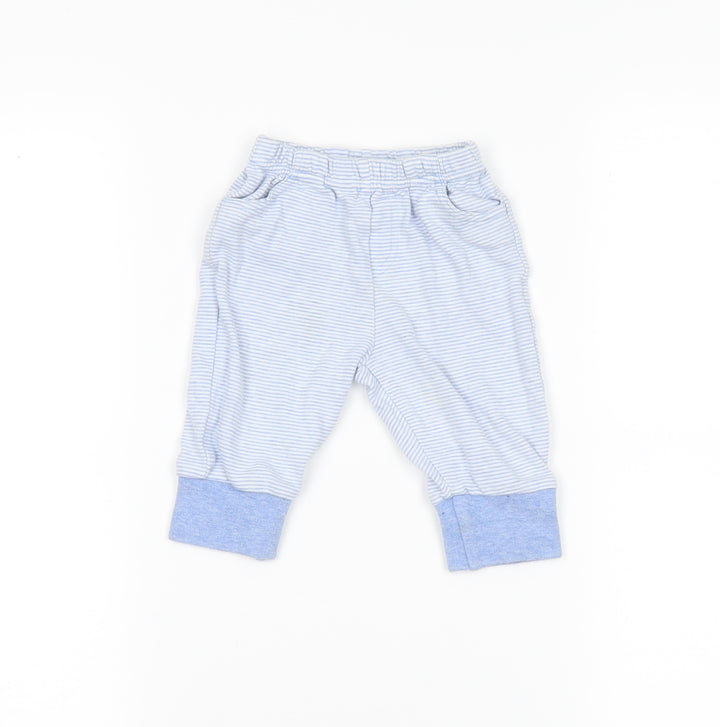 NEXT Baby Blue Striped Flannel Jogger Leggings Size 0-3 Months