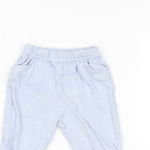 NEXT Baby Blue Striped Flannel Jogger Leggings Size 0-3 Months
