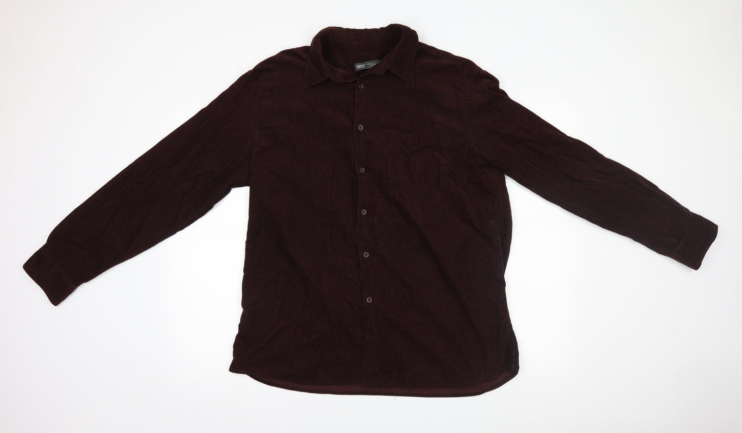 Marks & Spencer Mens Brown  Flannel  Button-Up Size L  - Cord
