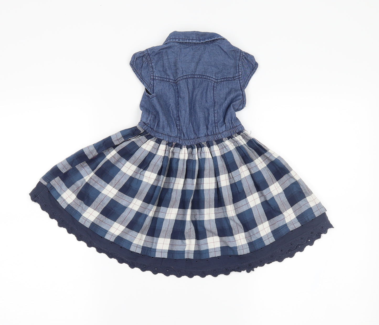Matalan Girls Blue Check Denim Fit & Flare  Size 12-18 Months