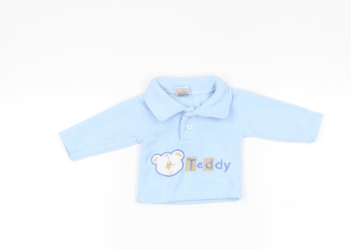 Teddy Collection Blue Fleece Pullover Casual Size 0-3 Months - Teddy