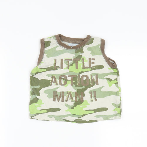 Tesco Baby Multicoloured Camouflage  Basic Tank Size 9-12 Months  - Little Action Man