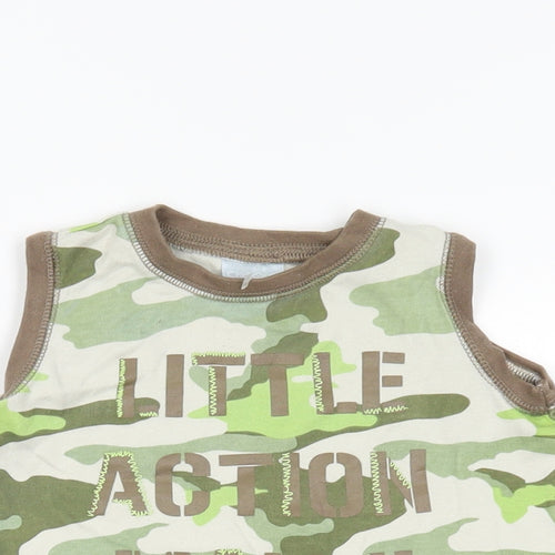 Tesco Baby Multicoloured Camouflage  Basic Tank Size 9-12 Months  - Little Action Man