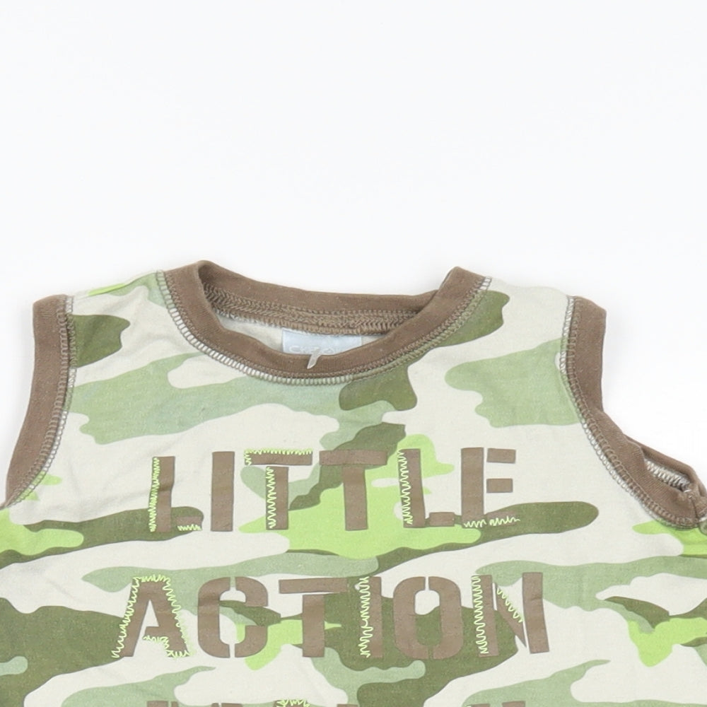 Tesco Baby Multicoloured Camouflage  Basic Tank Size 9-12 Months  - Little Action Man