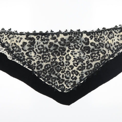 Preworn Womens Black Animal Print Knit  Shawl/Wrap
