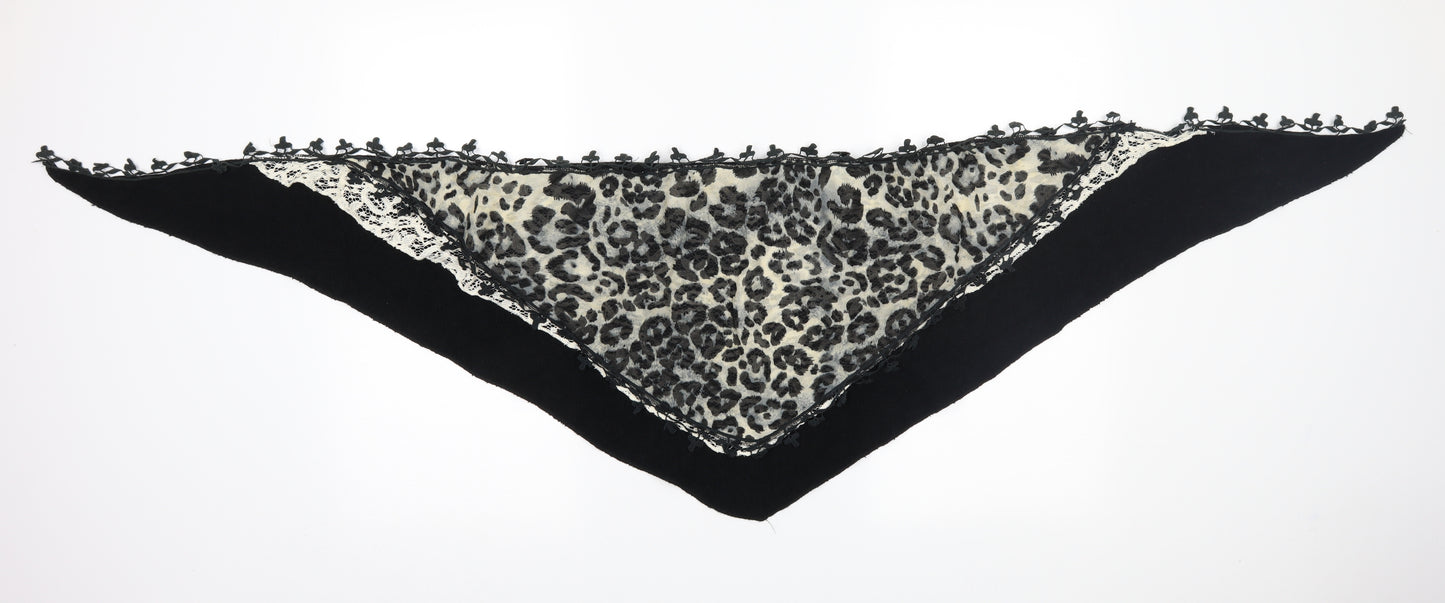 Preworn Womens Black Animal Print Knit  Shawl/Wrap