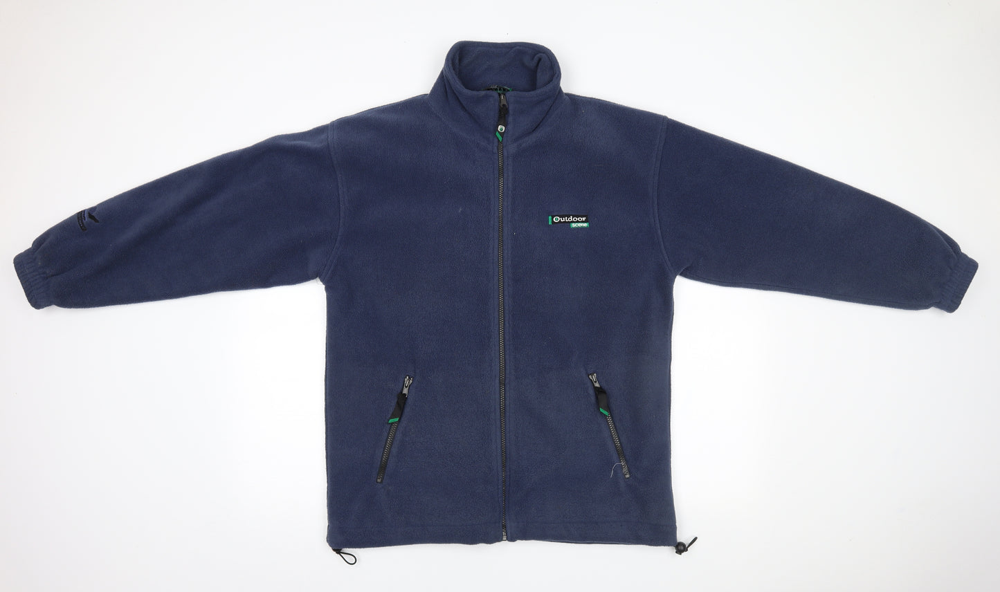 Outdoor Scene Mens Blue  Fleece Jacket  Size M