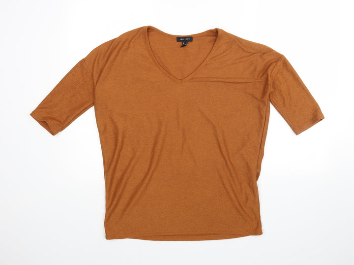 New Look Womens Brown Jersey Blouse Size S