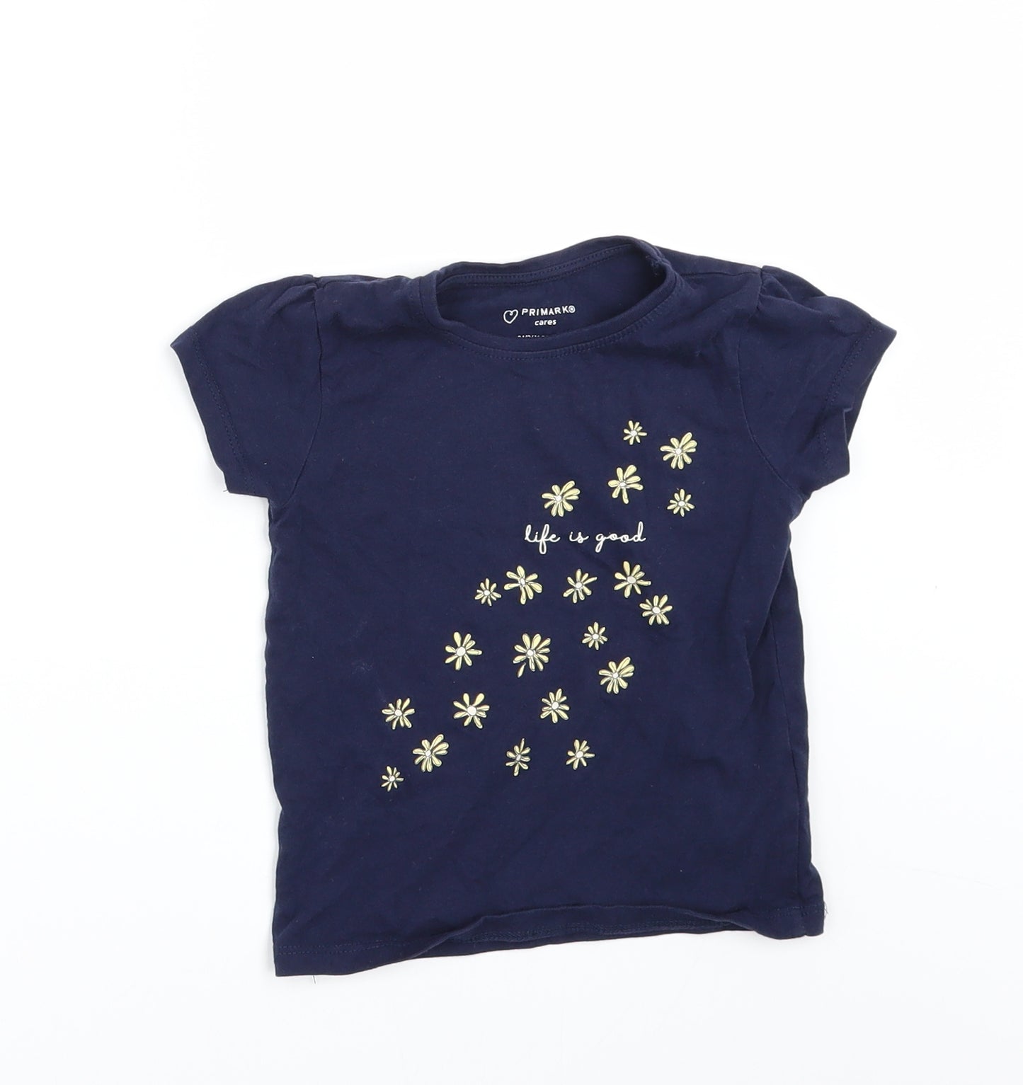 Primark Girls Blue   Basic T-Shirt Size 2-3 Years  - life is good
