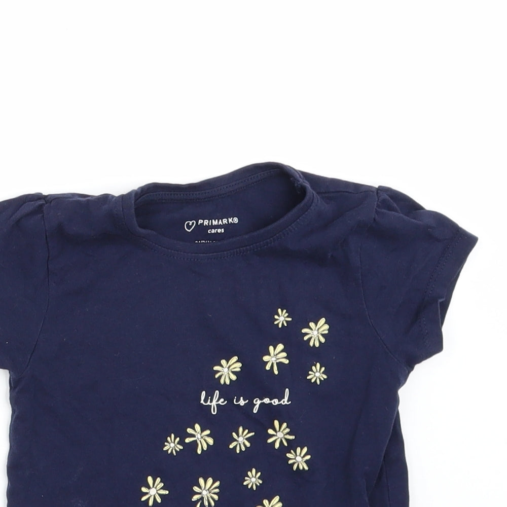 Primark Girls Blue   Basic T-Shirt Size 2-3 Years  - life is good