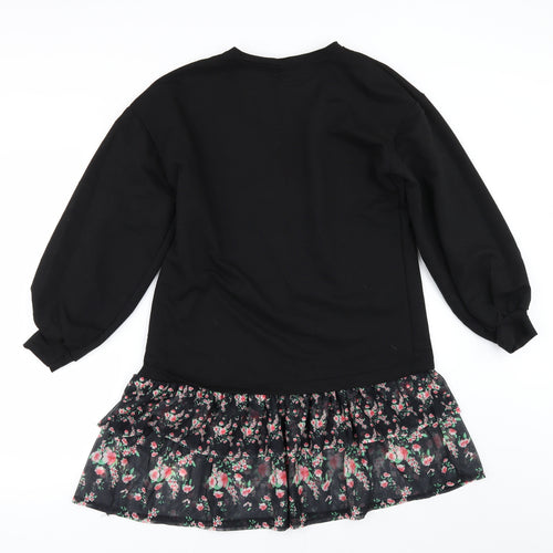 Boohoo Womens Black   Pullover Sweatshirt Size 8  - Frilled hem