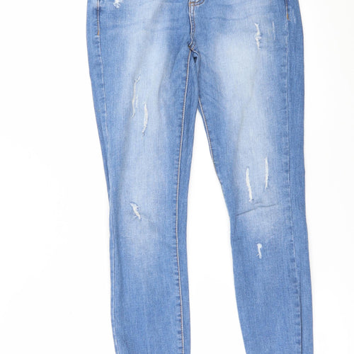Denim & Co. Womens Blue  Denim Skinny Jeans Size 6 L29 in - Frayed Hem
