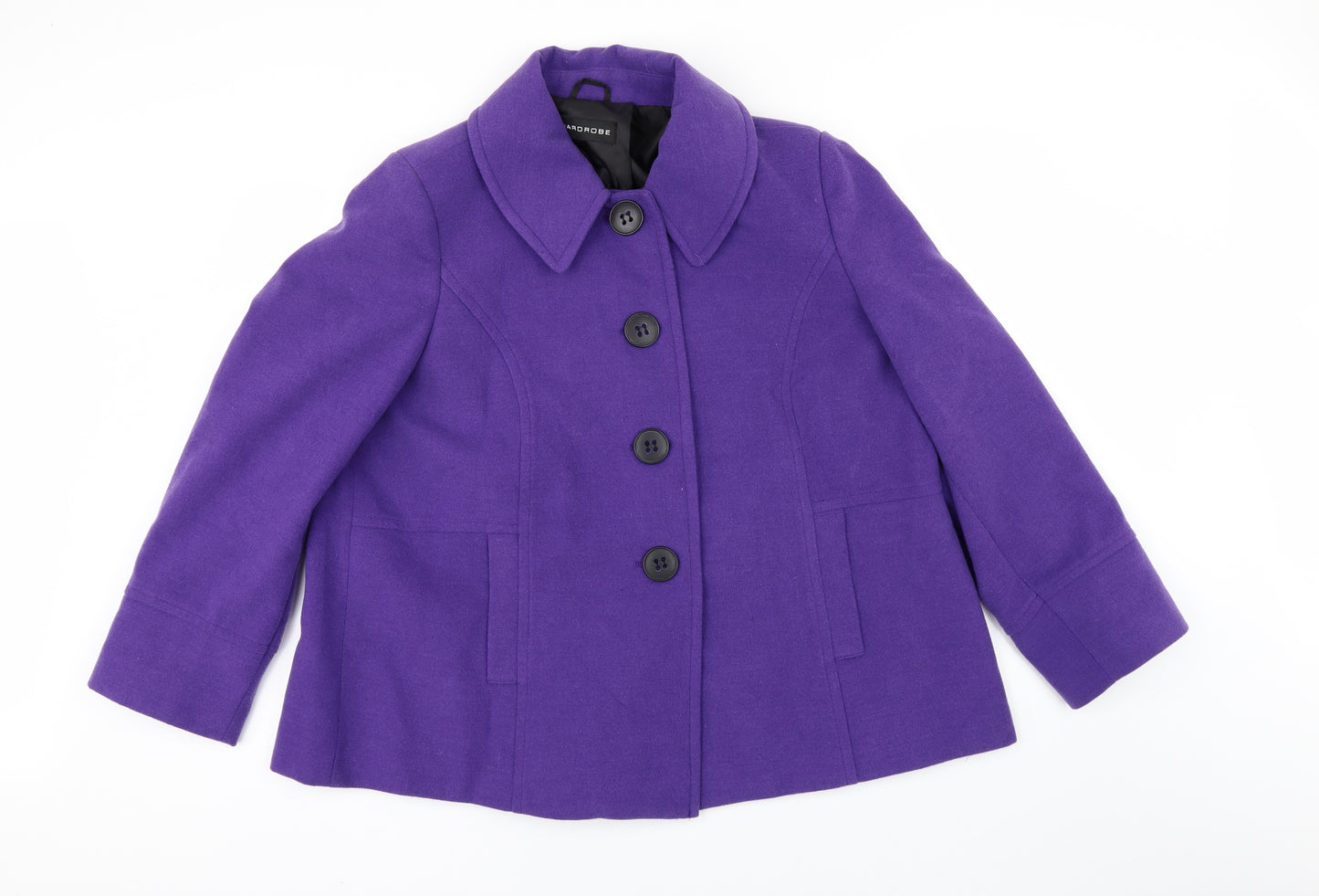 Warehouse Womens Purple   Pea Coat Coat Size 18