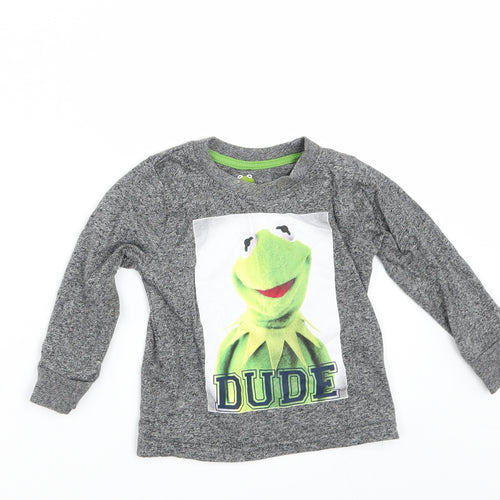 Primark Baby Grey   Basic T-Shirt Size 12 Months  - kermit the frog