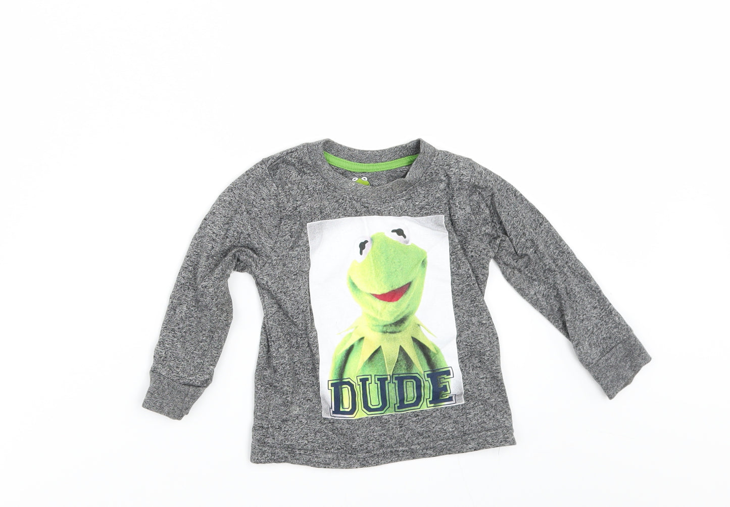 Primark Baby Grey   Basic T-Shirt Size 12 Months  - kermit the frog