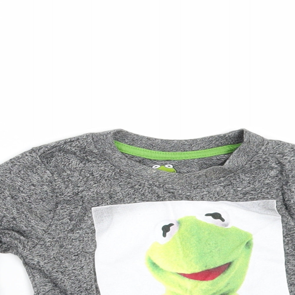 Primark Baby Grey   Basic T-Shirt Size 12 Months  - kermit the frog