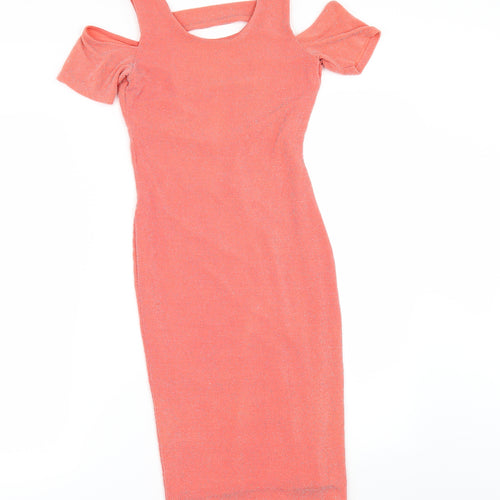 Miss Selfridge Womens Orange   Bodycon  Size 6  - COLD SHOULDER