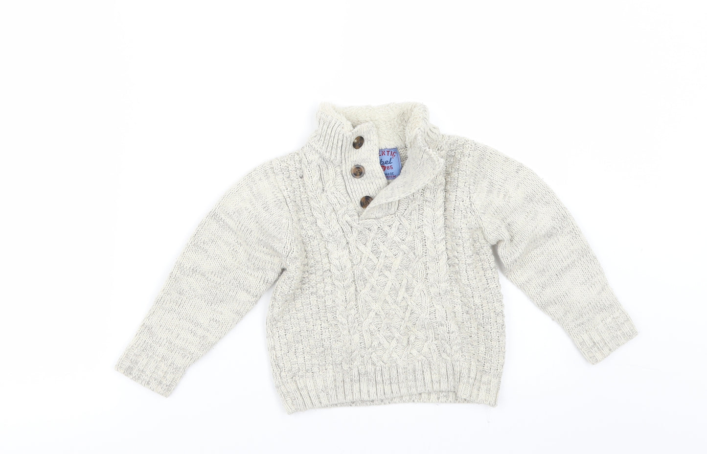 Primark Baby Beige   Pullover Jumper Size 18-24 Months  - Elbow Patches