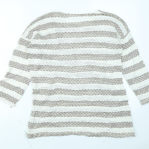 b. young Womens Brown Striped  Pullover Jumper Size L