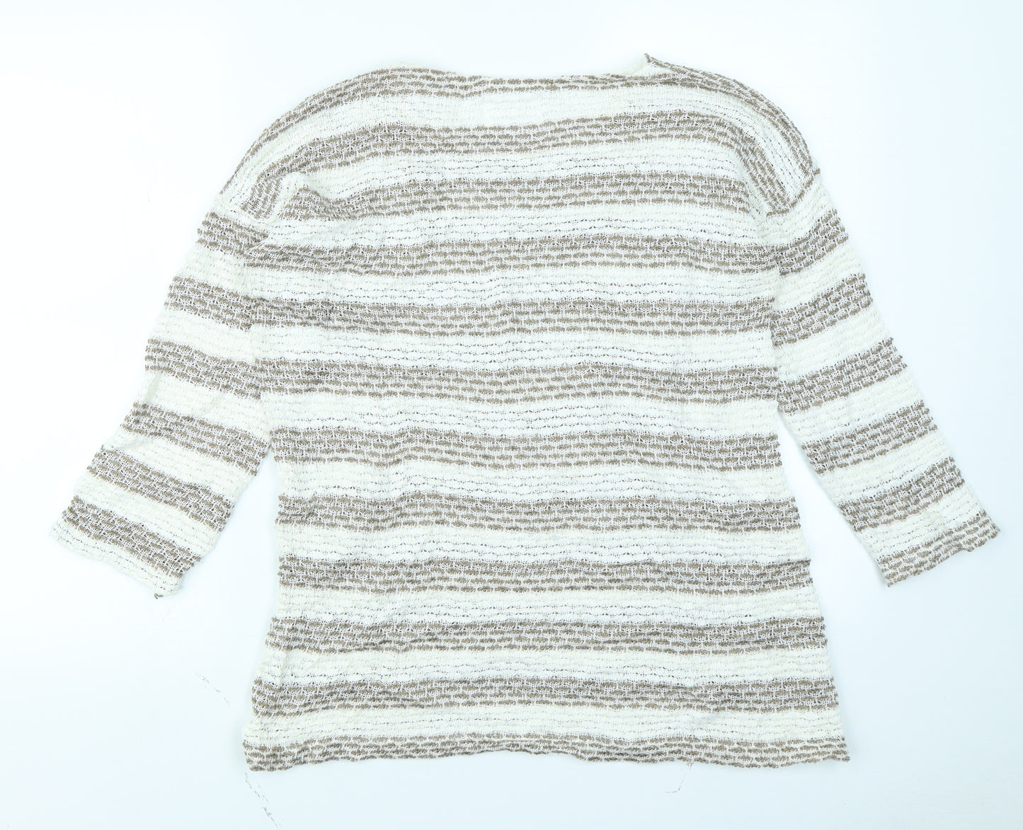 b. young Womens Brown Striped  Pullover Jumper Size L