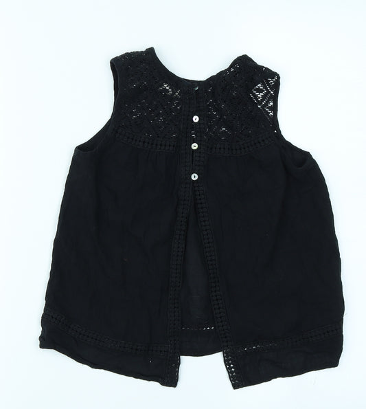 Front view of Mango Kids girls’ black basic t-shirt, size 9-10, years
