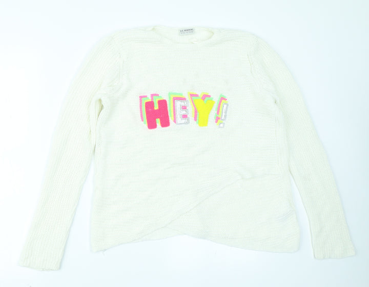 LC Waikiki Girls White Pullover Jumper Size 12-13 Years