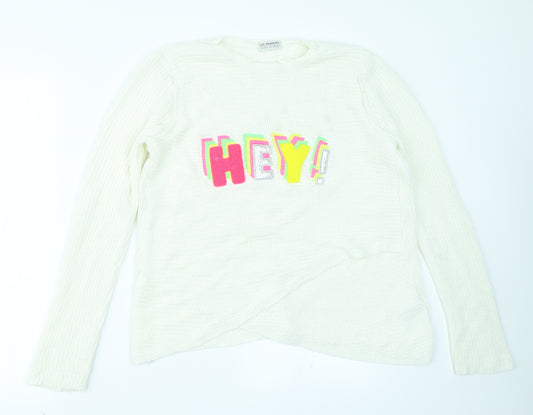 Front view of LC Waikiki girls’ white jumper, size 12-13, years