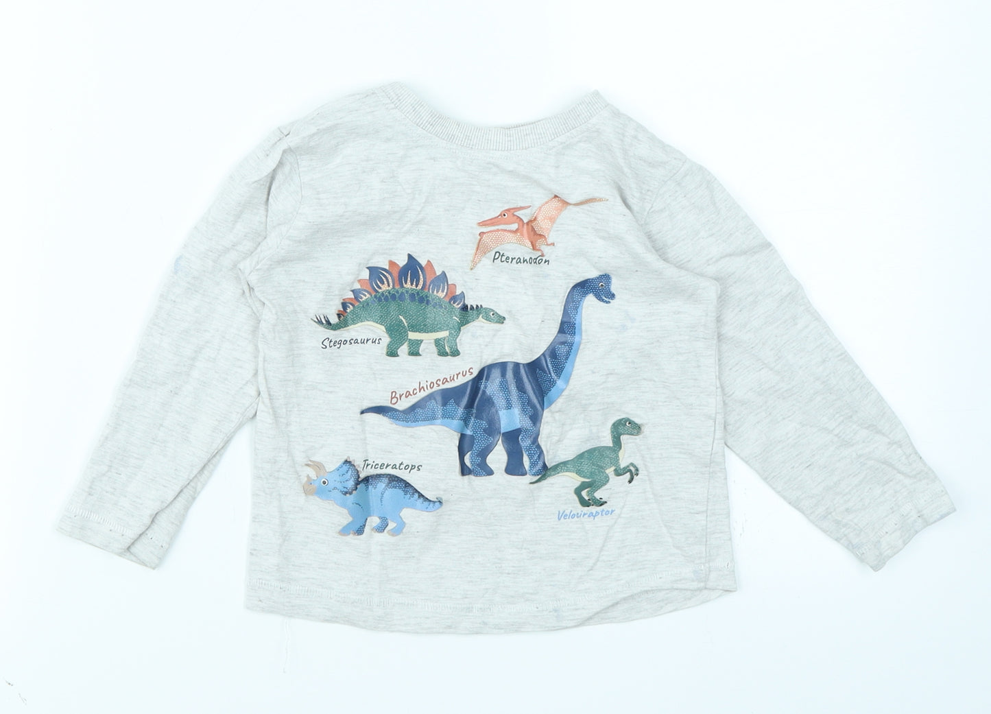 Matalan Baby Grey   Basic T-Shirt Size 18-24 Months  - Dinosaurs