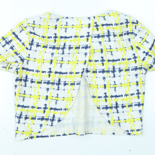 Boohoo Womens Red Plaid  Cropped T-Shirt Size 10  - Open back