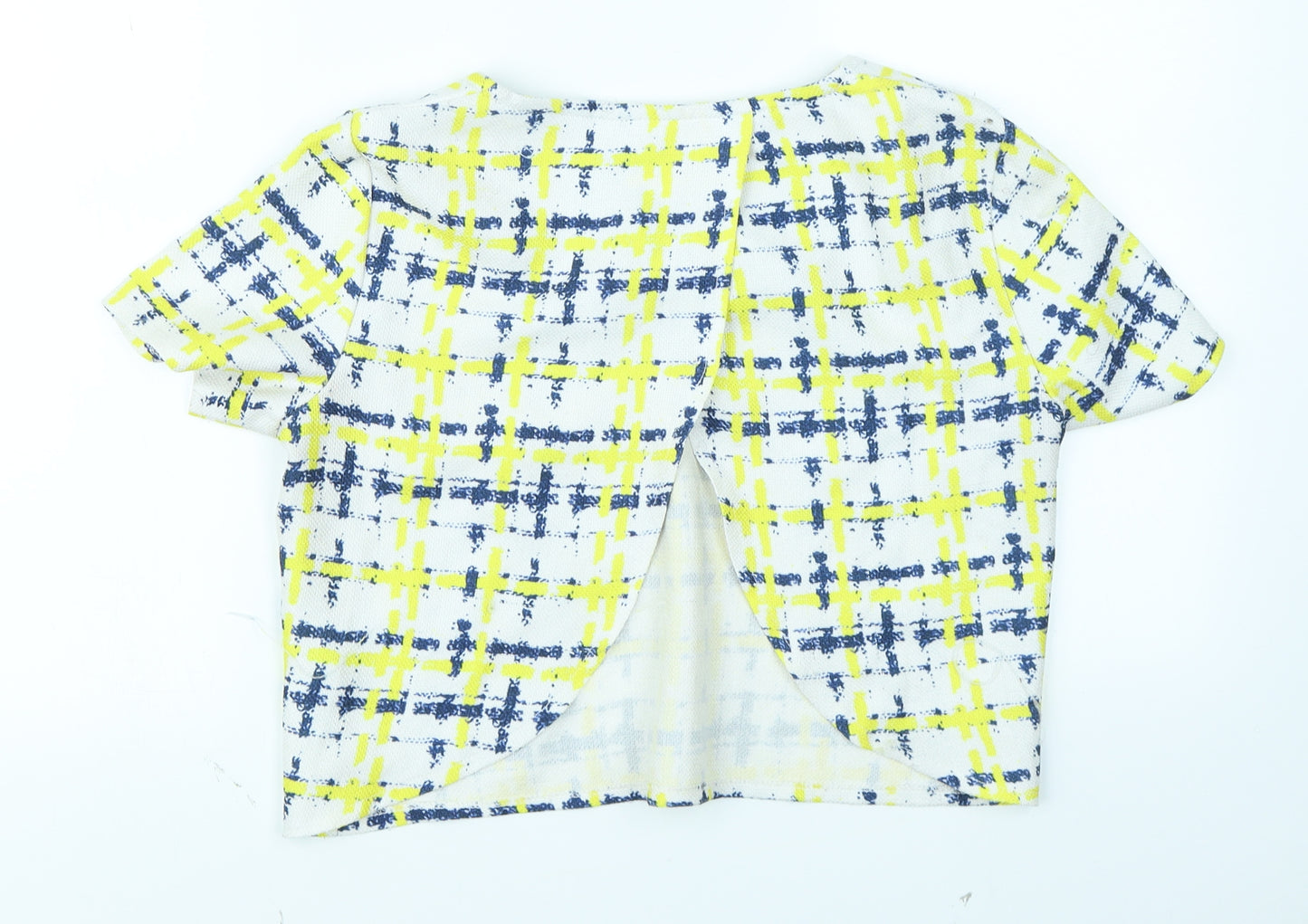 Boohoo Womens Red Plaid  Cropped T-Shirt Size 10  - Open back