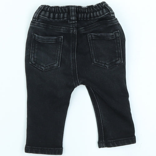 George Boys Black  Denim Cargo Jeans Size 0-3 Months