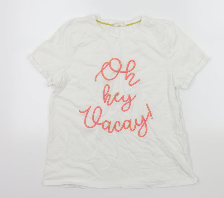 FALMER Womens White Colourblock  Basic T-Shirt Size 14