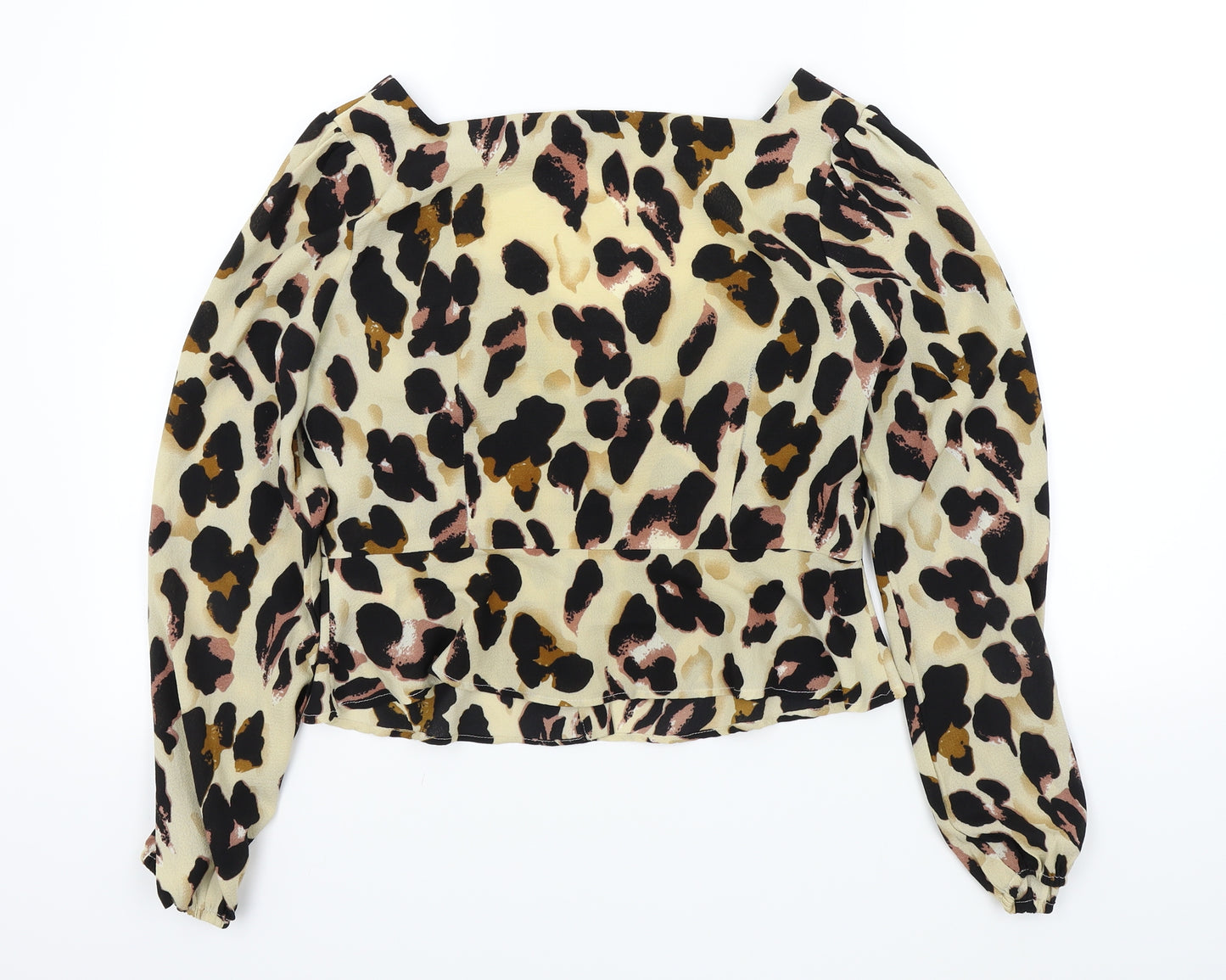 PRETTYLITTLETHING Womens Brown Animal Print  Basic Blouse Size 10