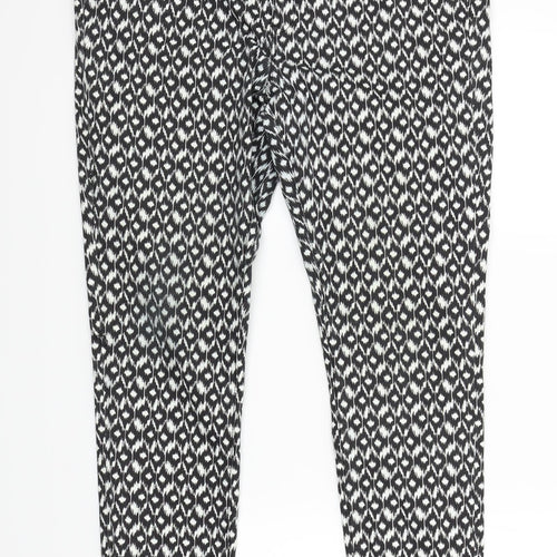 DENIN&CO Womens Black Geometric  Trousers  Size 16 L29 in