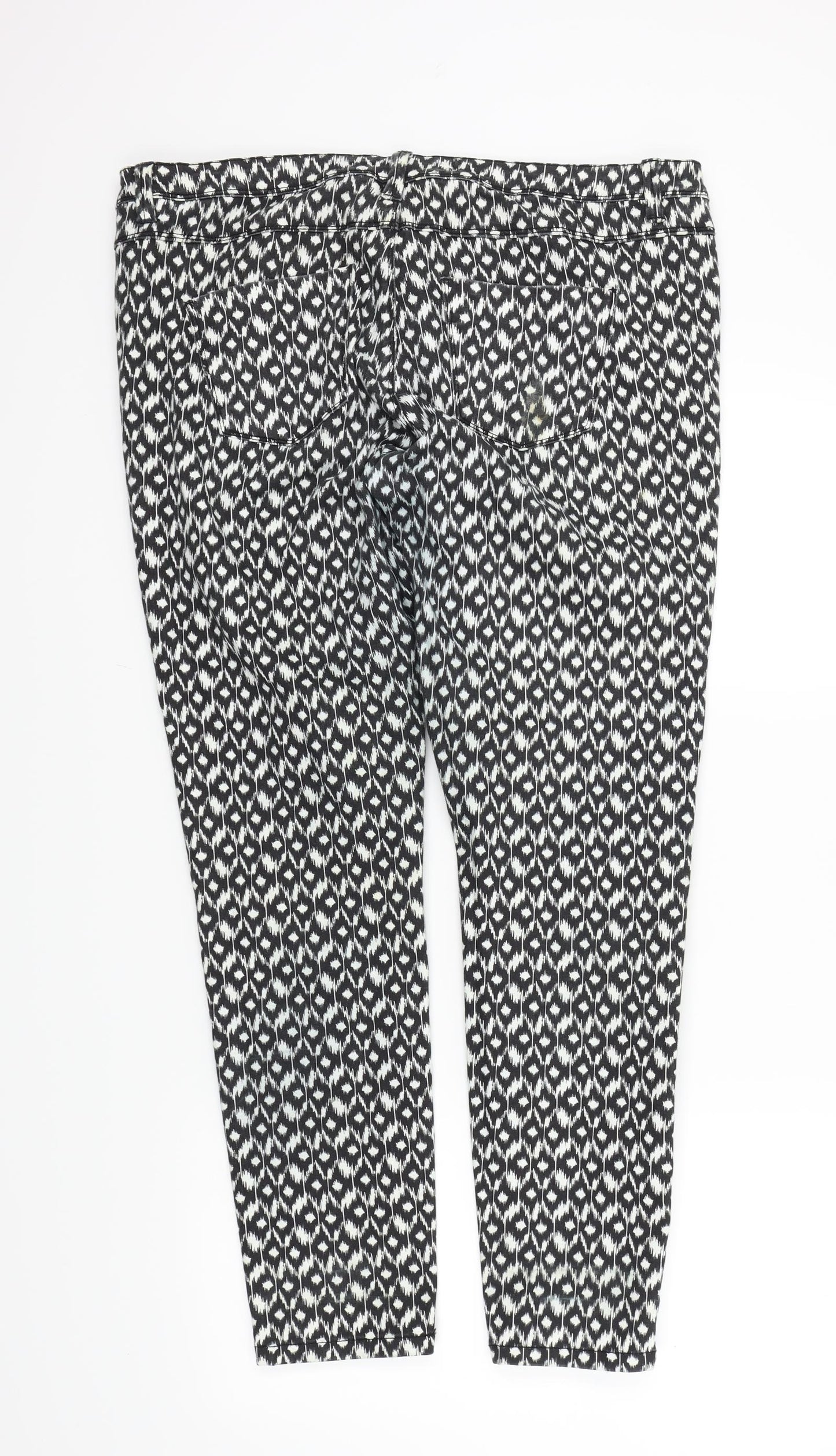 DENIN&CO Womens Black Geometric  Trousers  Size 16 L29 in
