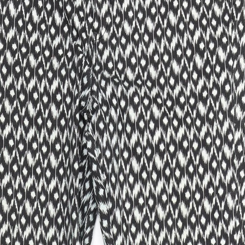 DENIN&CO Womens Black Geometric  Trousers  Size 16 L29 in