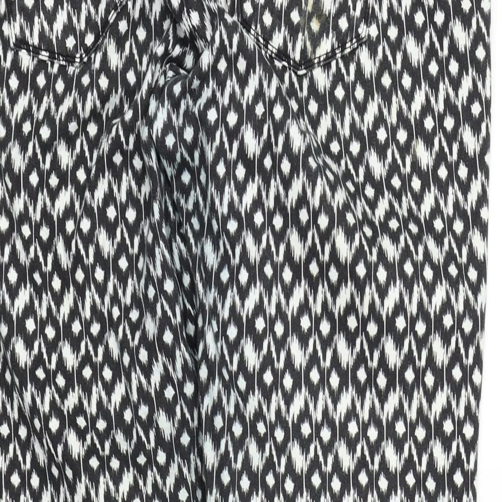 DENIN&CO Womens Black Geometric  Trousers  Size 16 L29 in