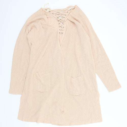 PEP&CO Womens Orange   Cardigan Jumper Size 16  - Lace UP Detail