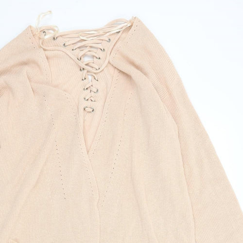 PEP&CO Womens Orange   Cardigan Jumper Size 16  - Lace UP Detail
