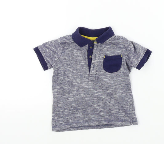 Front view of George Baby Blue Colourblock Basic T-Shirt, size 6-9, Months