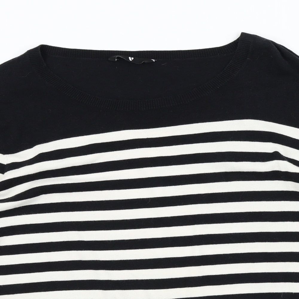 Evans Womens Black Striped  Pullover Jumper Size 24  - Shirt collar and hem