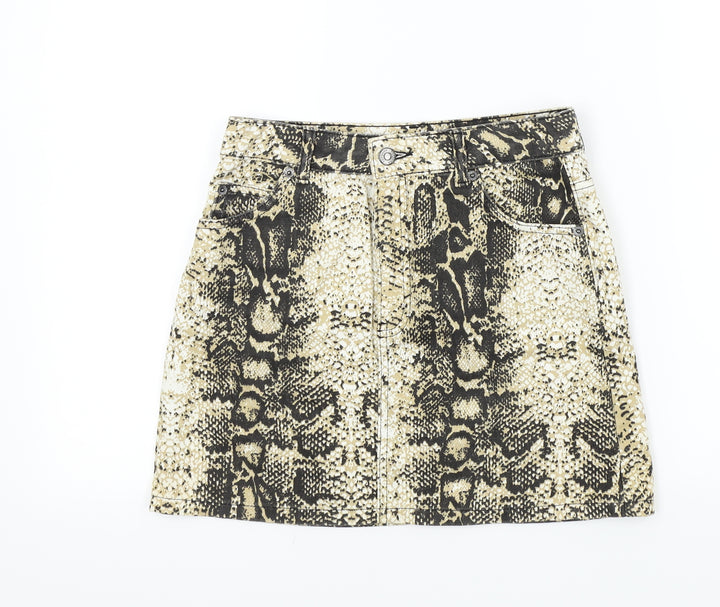 Topshop Womens Brown Animal Print  A-Line Skirt Size 8