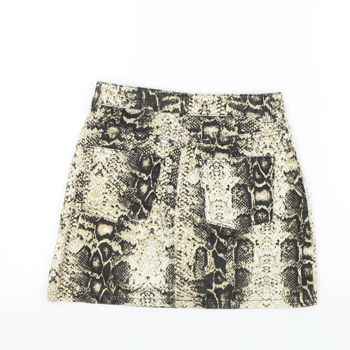 Topshop Womens Brown Animal Print  A-Line Skirt Size 8